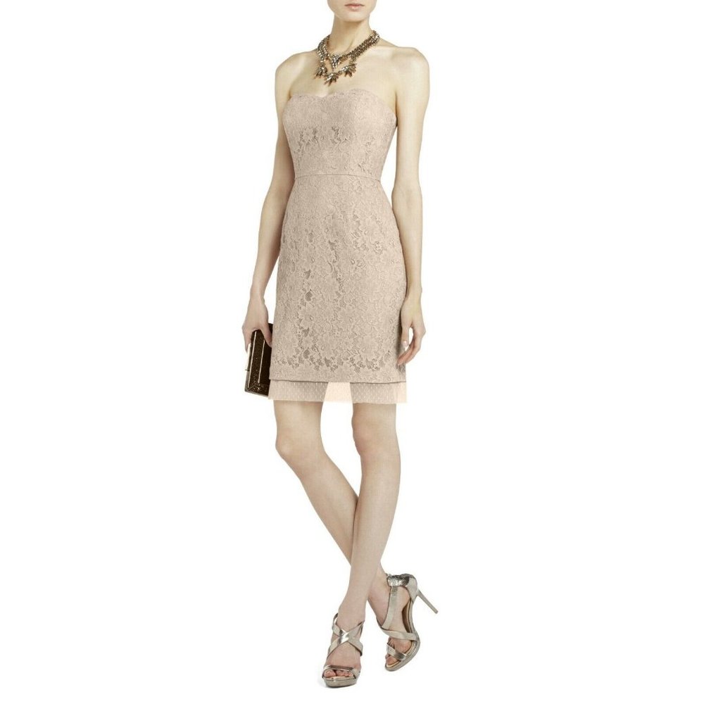 BCBG Roselle Fitted Strapless Lace Dress Size 2